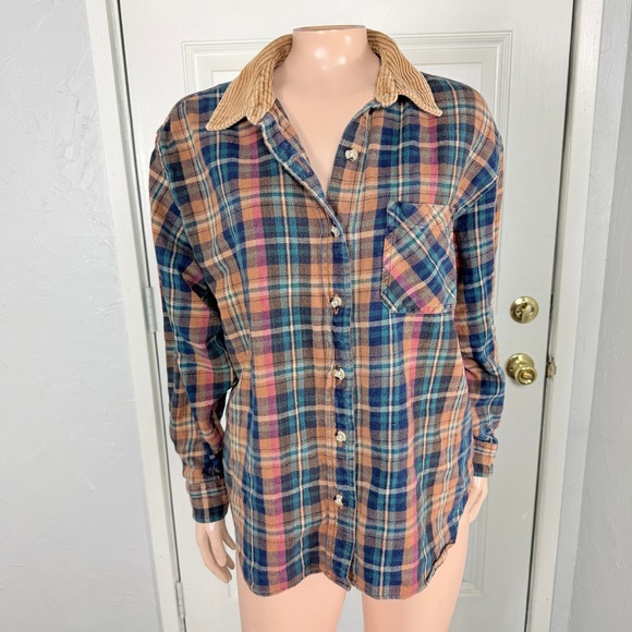 Arizona Jean Company Tops - Vintage 90's Y2K Arizona Women's Shirt XL Flannel Corduroy Collar Plaid J3-12